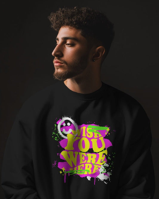 Sweatshirts For Men Wish You Were Here Printed Sweatshirts For Men-The Sanctum-The Sanctum