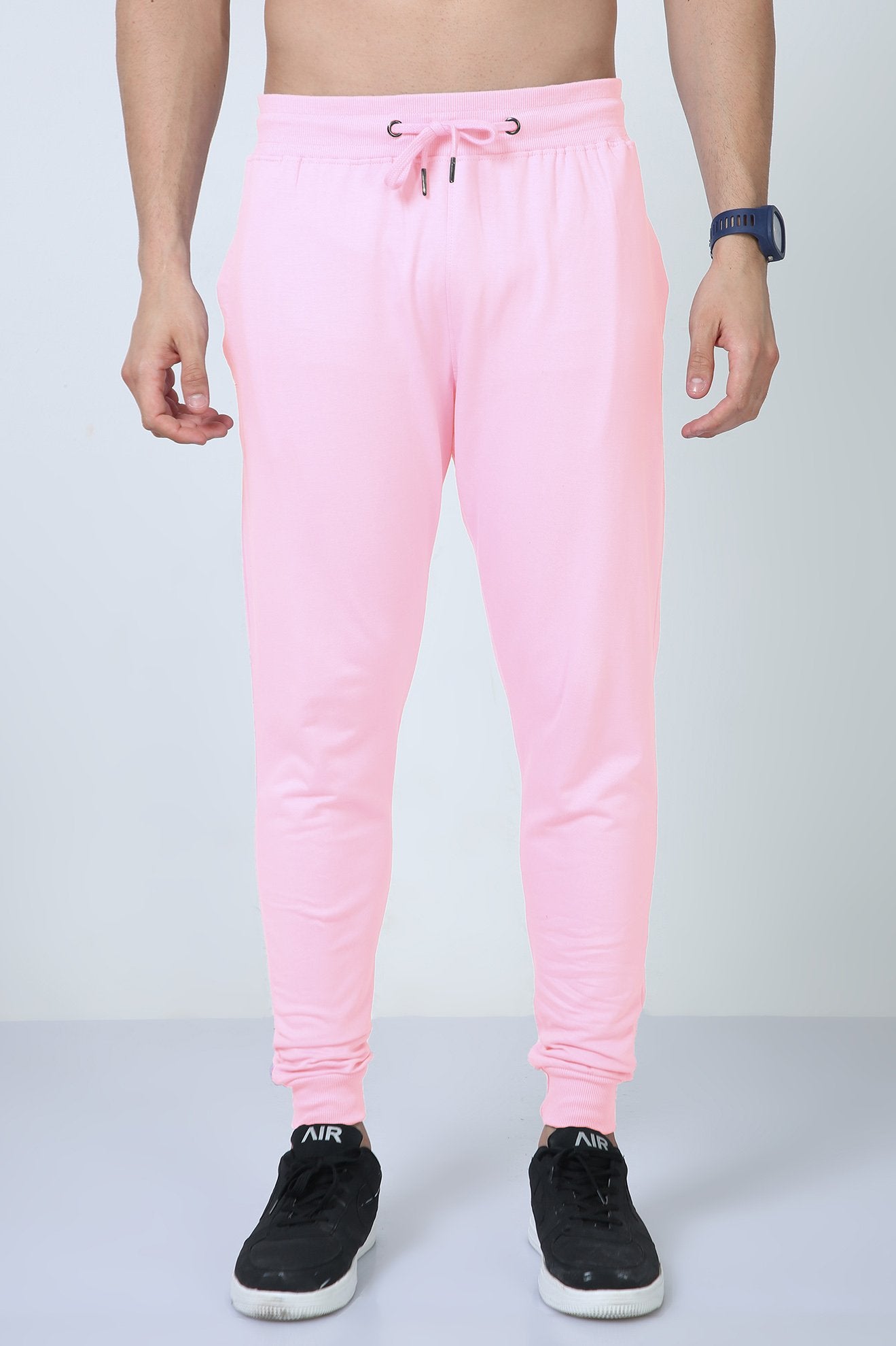 Track Pants Men soft & solid pink jogger trousers mens